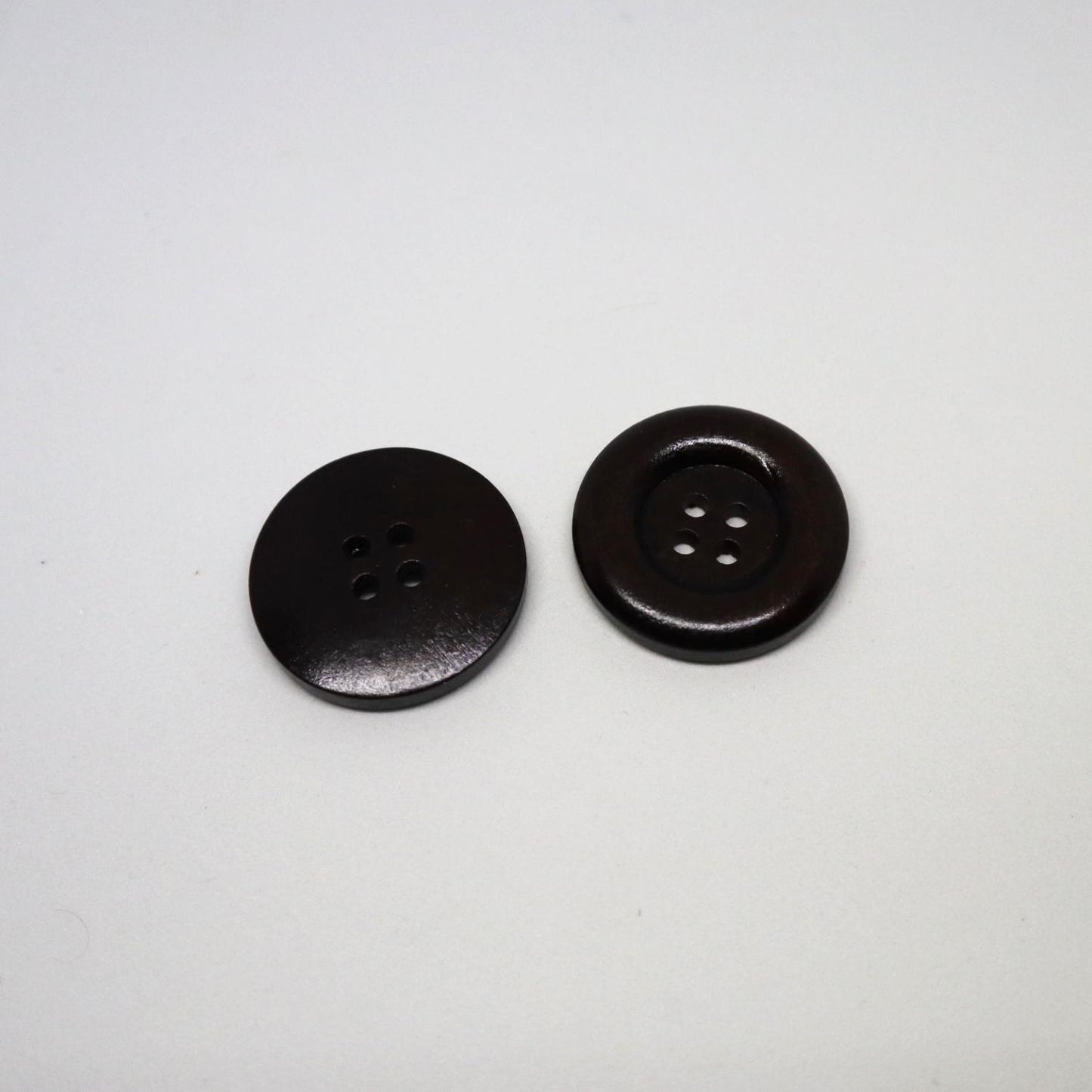 Shiny natural wood buttons, dark brown 30 mm