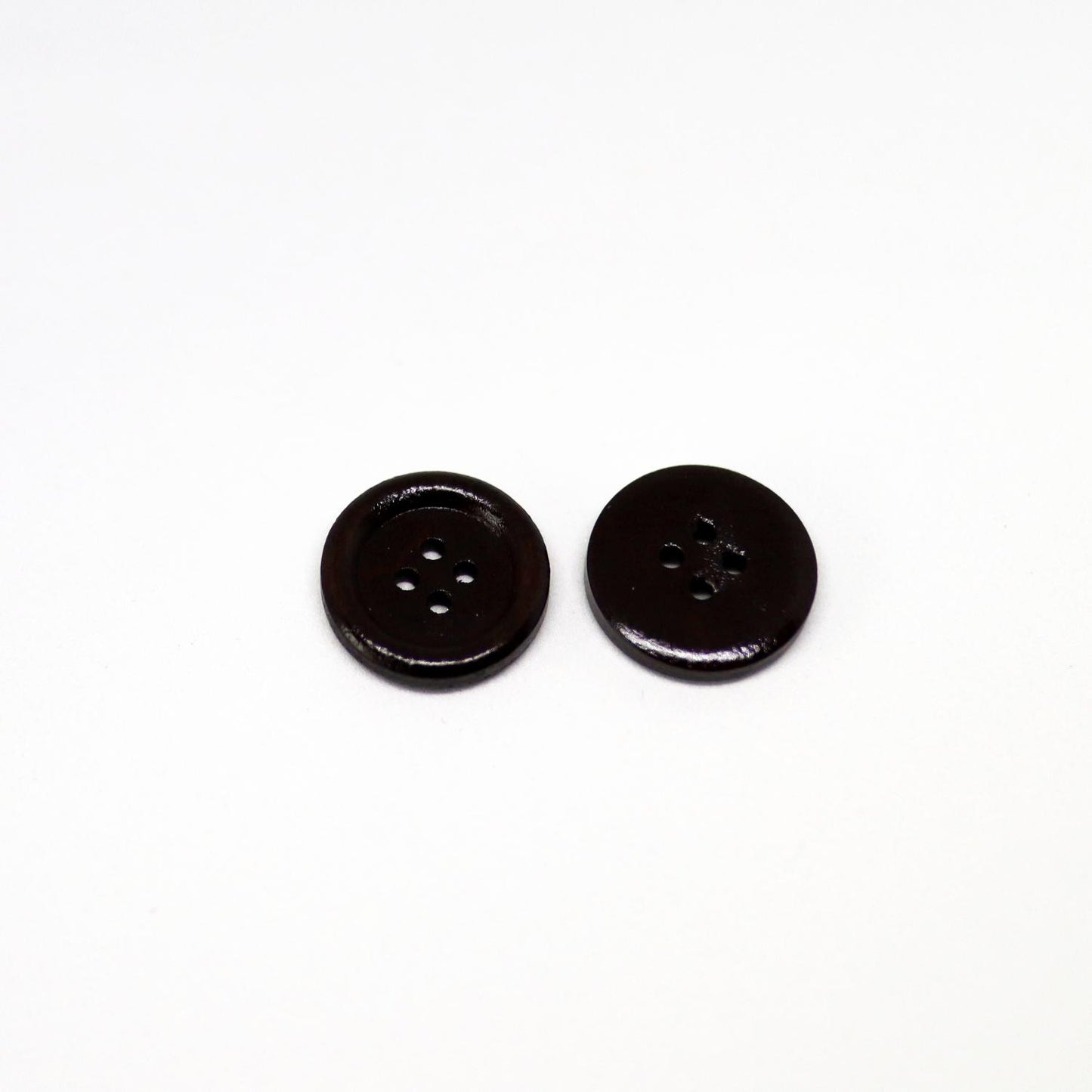 Shiny natural wood buttons, dark brown 20 mm