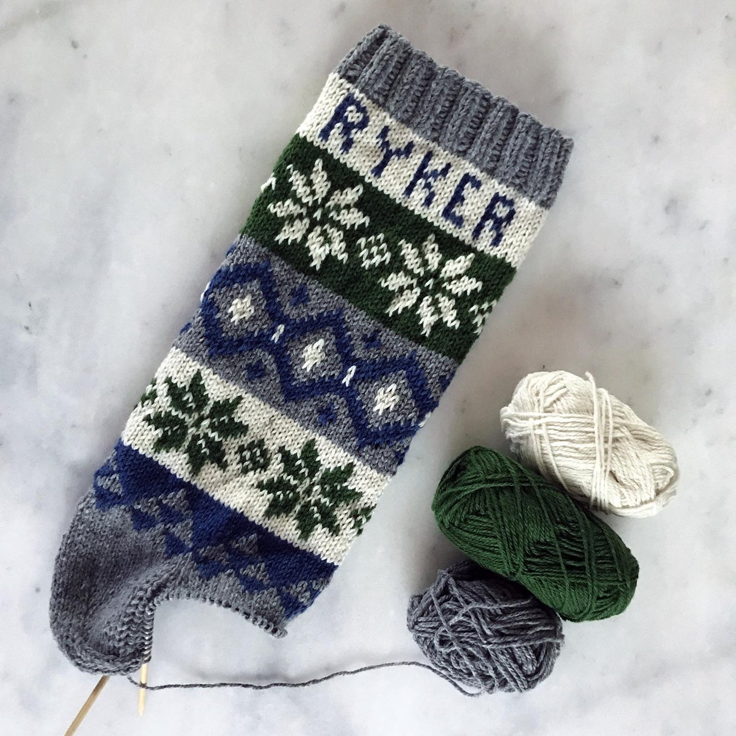 Nordic Night Christmas Stocking knit pattern