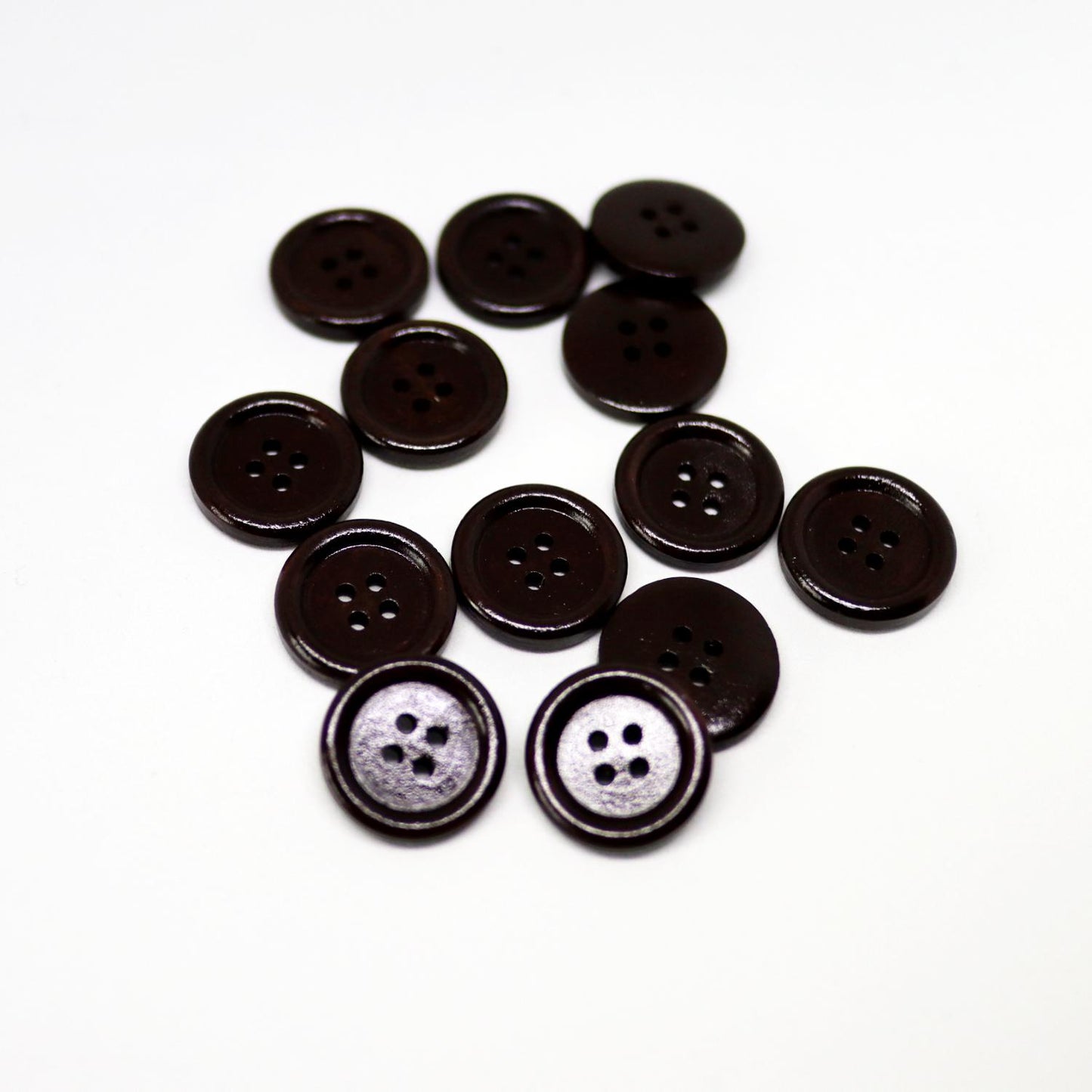 Shiny natural wood buttons, dark brown 20 mm